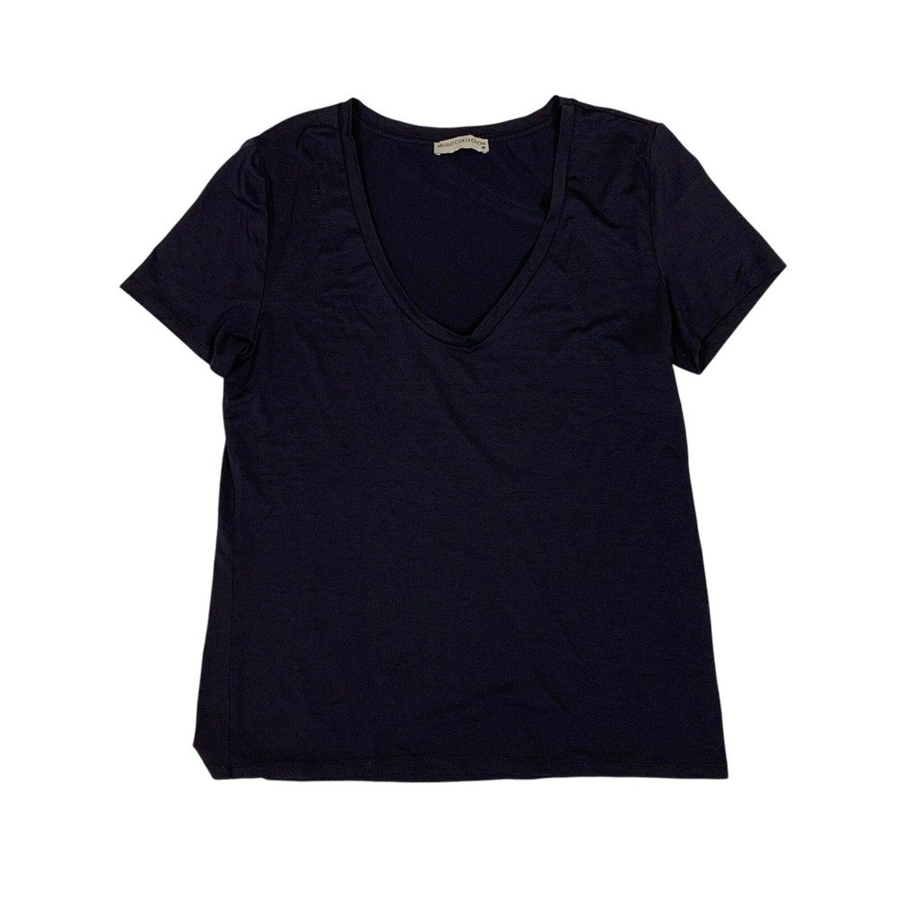 Mudo Collection‎ T Shirt Medium Black V Neck Short Sleeve Casual Basic